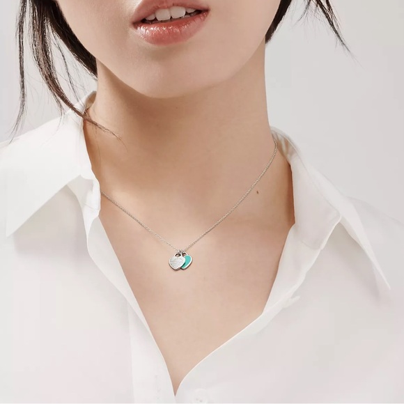 Tiffany Blue Double Heart Tag Pendant - Picture 5 of 9